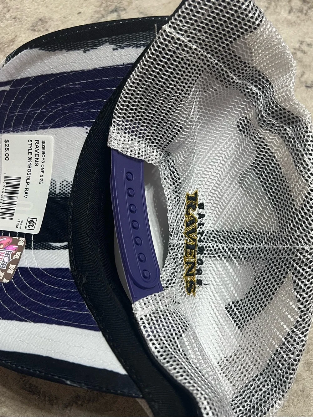 youth New Era Baltimore Ravens striped trucker hat SnapBack